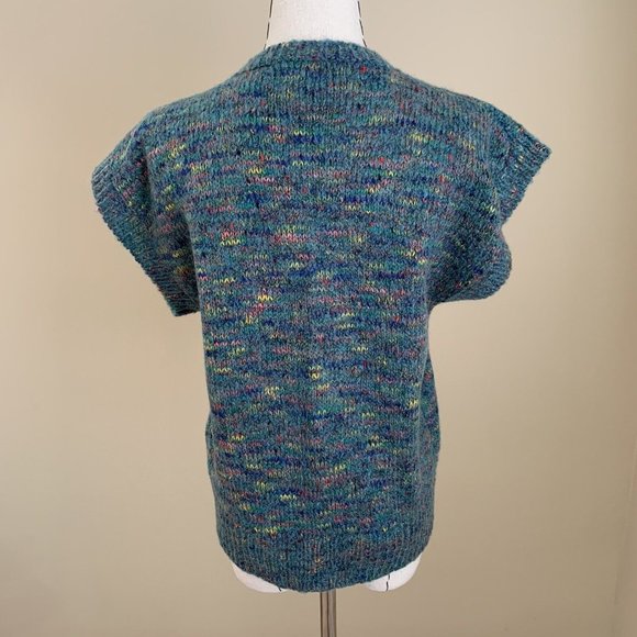 Vintage 80s Womens Sweater Vest Knit Button Cottage Boho Heather Country Prairie - Picture 5 of 8